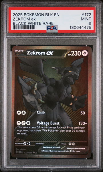2025 Pokemon Scarlet and Violet Black Bolt Black White Rare Zekrom Ex #172 PSA 9