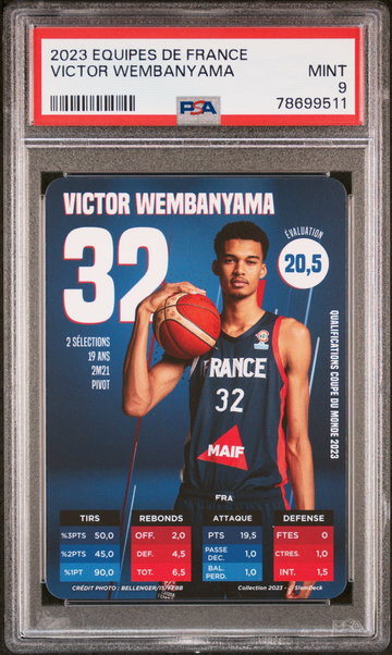 2023 SLAM DECK COLLECTION EQUIPES DE FRANCE VICTOR WEMBANYAMA RC PSA 9