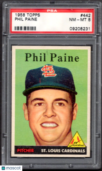 1958 Topps Phil Paine #442 PSA 8