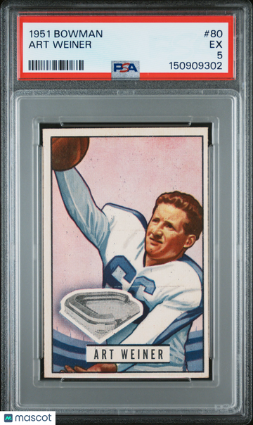 1951 Bowman Art Weiner #80 Vintage Stock HOF Nicely Centered Mint Low Pop PSA 5