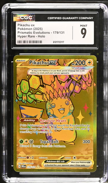 2025 Pokemon #179/131 Pikachu ex Prismatic Evolutions CGC 9