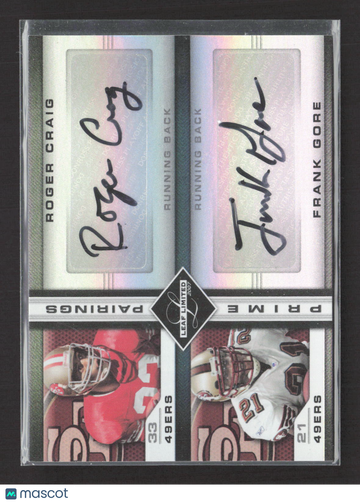 2007 Leaf Limited Prime Pairings Roger Craig Frank Gore #PP-5