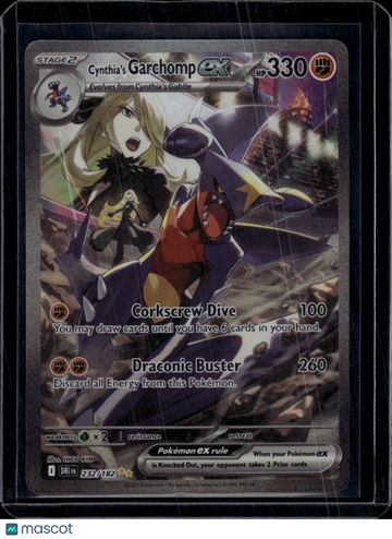 2025 Destined Rivals Cynthia's Garchomp EX Etched Secret Rare SAR #232/182