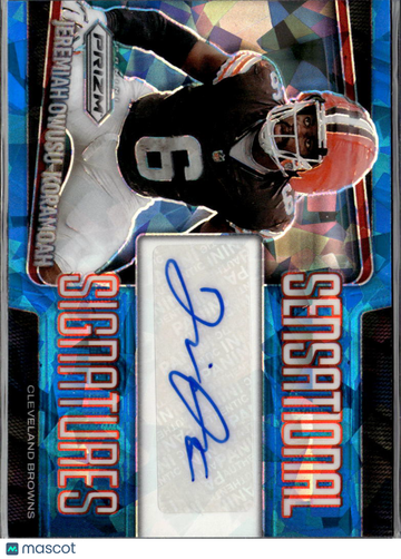 Jeremiah Owusu-Koramoah 2025 Panini Prizm Sensational Signatures Auto Blue Ice /99 Cleveland Browns