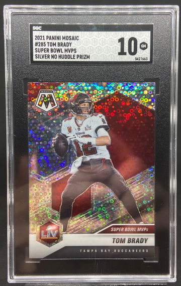 Tom Brady 2021 Mosaic No Huddle Silver SB MVP SGC 10