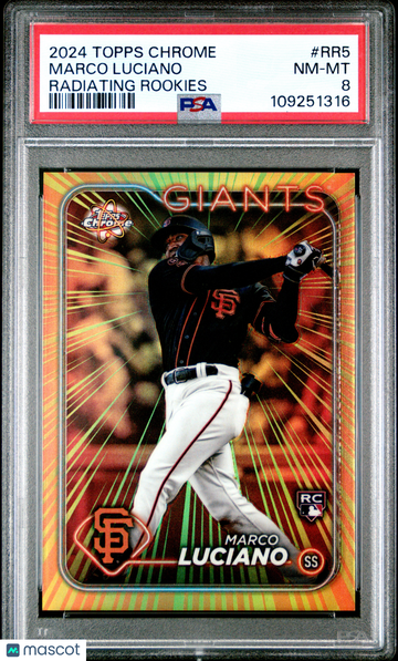 2024 Topps Chrome Radiating Rookies Marco Luciano #RR5 PSA 8