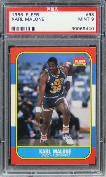 1986 Fleer Karl Malone HOF ROOKIE RC #68 PSA 9 MINT
