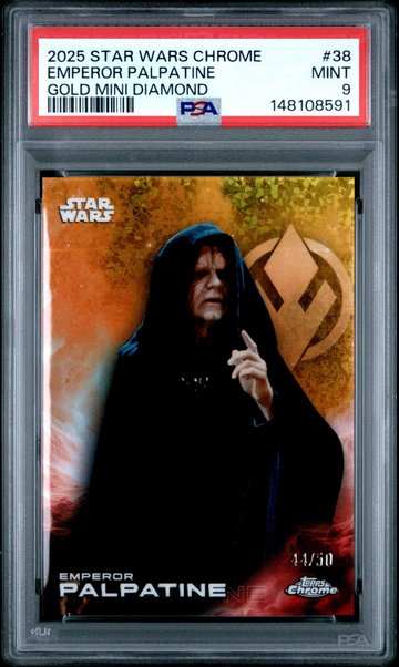 2025 Topps Chrome Star Wars Gold Mini Diamond Emperor Palpatine #38 /50 PSA 9
