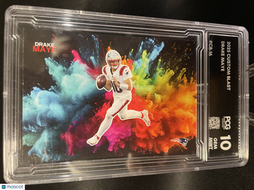 Graded 2025 Custom Blast PCG 10 Custom Blast CB-16 Drake Maye New England Patriots Football Card