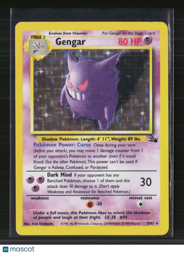 1999 Fossil Gengar Holo Rare #5/62