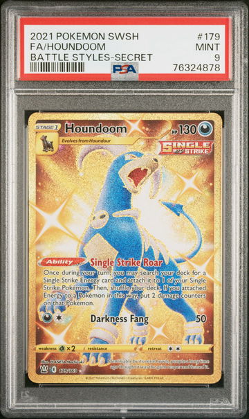 2021 POKEMON SWORD & SHIELD BATTLE STYLES FA/HOUNDOOM #179 PSA 9