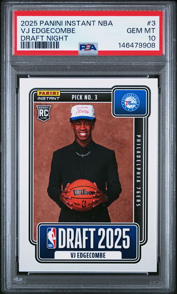 2025 PANINI INSTANT NBA DRAFT NIGHT VJ EDGECOMBE #3 RC ROOKIE PSA 10