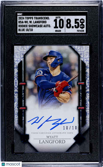 2024 Topps Transcendent Wyatt Langford #RSA-WL Rookie Showcase Autograph Blue SGC 8.5 Auto 10