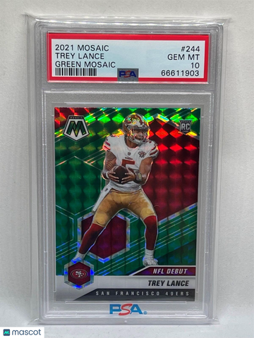 2021 Panini Mosaic Trey Lance #244 Green PSA 10