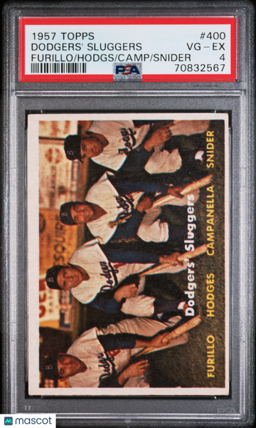 1957 Topps Dodgers' Sluggers #400 Furillo Hodgs Camp Snider PSA 4