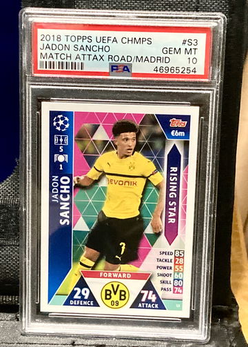 2018 Topps Jadon Sancho UEFA champions league match attacks Road to Madrid #S3 PSA 10 -Pop 1 