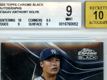 2023 Topps Chrome Black Autographs Anthony Volpe #CBAAV Rookie BGS 9 Auto 10