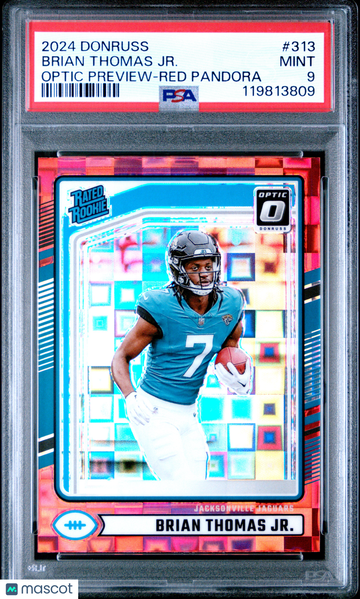 2024 Panini Donruss Brian Thomas JR. #313 Optic Preview Red Pandora Rookie PSA 9