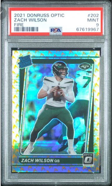 2021 Donruss Optic #202 Zach Wilson Fire PSA 9