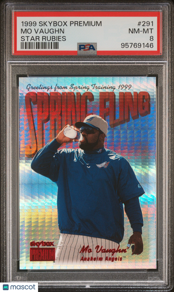 1999 Skybox Premium Mo Vaughn #291 Star Rubies /50 PSA 8