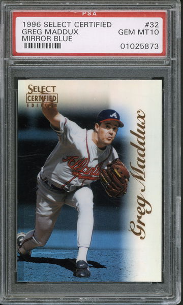 1996 Select Certified #32 Greg Maddux Mirror Blue PSA 10