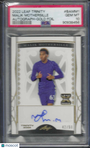 2022 Leaf Trinity Autographs Malik Mothersille #BAMM1 Gold Foil PSA 10