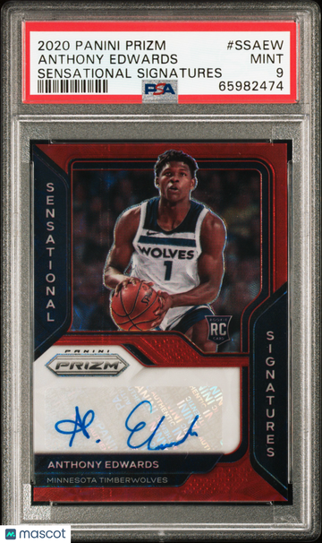 2020 Panini Prizm Sensational Signatures Anthony Edwards #SSAEW Choice Red Rookie RC PSA 9
