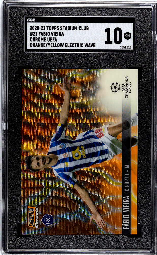 2020-21 Topps Stadium Club UEFA Fabio Vieira Orange/Yellow Electric Wave SGC 10