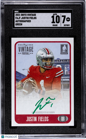 2021 Onyx Vintage Justin Fields #FAJF Autograph Green SGC 7 Auto 10