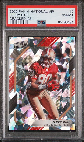 2022 PANINI JERRY RICE NATIONAL VIP CRACKED ICE #7 PSA 8