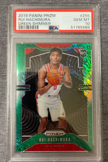 2019-20 Rui Hachimura Panini Prizm Green Shimmer /25 RC PSA 10 Gem #255 Lakers