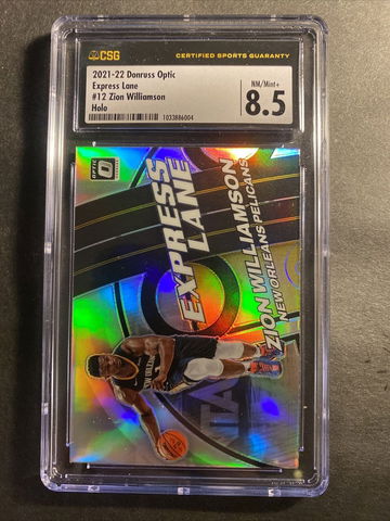 2021-22 Panini Donruss Optic Express Lane #12 Zion Williamson SILVER PRIZM HOLO New Orleans Pelicans NM/Mint+ 8.5