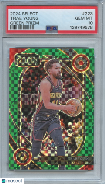 2024 Panini Select Trae Young #223 Green Prizm PSA 10 Panini Authentic