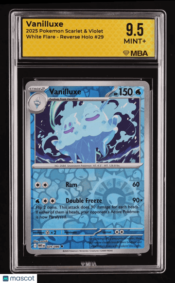 2025 Pokemon Scarlet & Violet White Flare Vanilluxe Reverse Holo MBA 9.5 #29