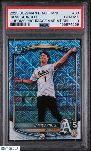 Jamie Arnold 2025 Bowman Draft Mega Box Chrome Prospects PRS Image Variation PSA 10