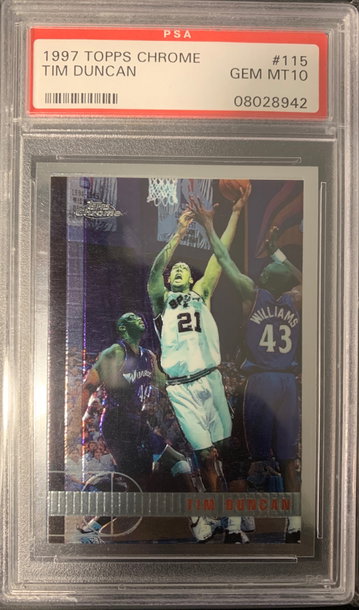 Tim Duncan 1997 Topps Chrome #115 ROOKIE RC - PSA GEM MT 10 