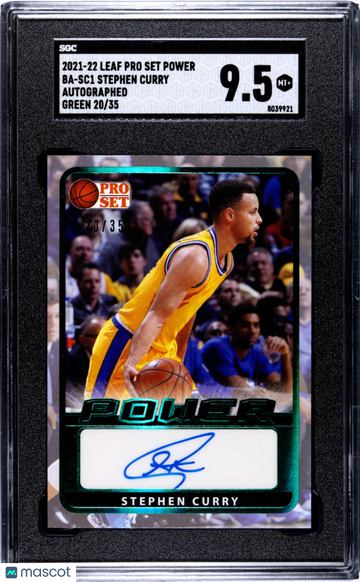 2021 Pro Set Stephen Curry #BA-SC1 Green SGC 9.5 Leaf