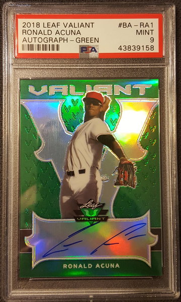 2018 Leaf Valiant Green */99 Rookie Ronald Acuna Jr. PSA 9 Auto