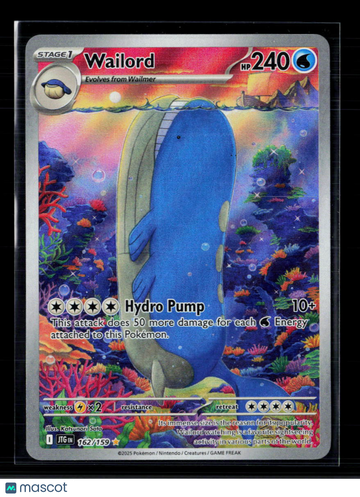 2025 Journey Together Wailord Holo Secret Rare #162/159
