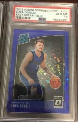 2018 Optic 177 Luka Doncic Fast Break Blue /50 PSA 10 Team Color Match Hot Card