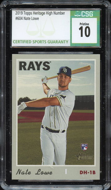 2019 Topps Heritage High Number NATE LOWE CSG PRISTINE 10