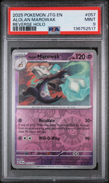 2025 Journey Together - Jtg En - English Reverse Holo Alolan Marowak #057 PSA 9