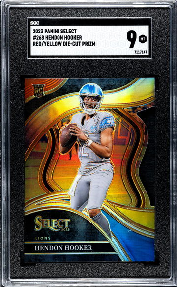 2023 Panini Select Red/Yellow Die-Cut Hendon Hooker #268 RC SGC 9