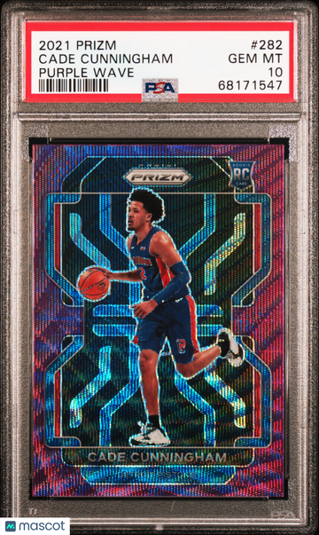 2021-22 Panini Prizm Cade Cunningham #282 Purple Wave Short Print Parallel/Variety Rookie PSA 10