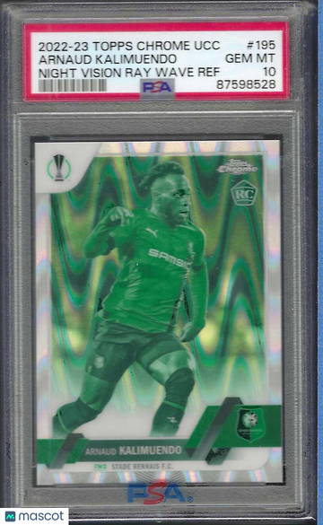 2022-23 Topps Chrome UEFA Club Competitions Arnaud Kalimuendo #195 Night Vision Ray Wave PSA 10