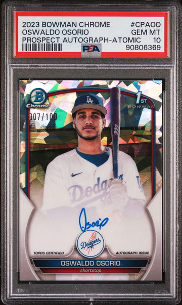 2023 BOWMAN OSWALDO OSORIO CHROME PROSPECT AUTOGRAPHS PROSPECT AUTOGRAPH-ATOMIC #CPAOO PSA 10