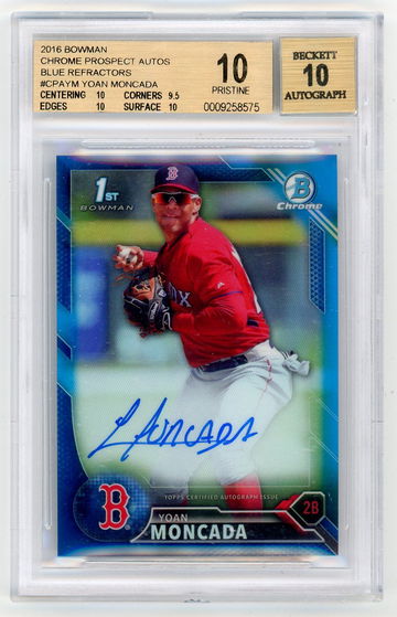 Yoan Moncada 2016 Bowman Chrome Blue Refractor Auto /150 BGS 10/10 Pristine White Sox
