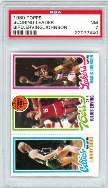1980 Topps Larry Bird #34 Julius Erving Magic Johnson #139 Rookie PSA 7 P1256