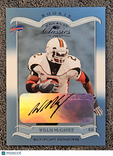 2003 Donruss Classics Significant Signatures Willis McGahee #176 /125 Autograph Auto Rookie RC