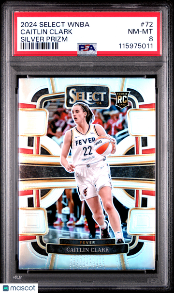 2024 Panini Select WNBA Caitlin Clark #72 Silver Prizm RC Rookie Trading Card PSA 8